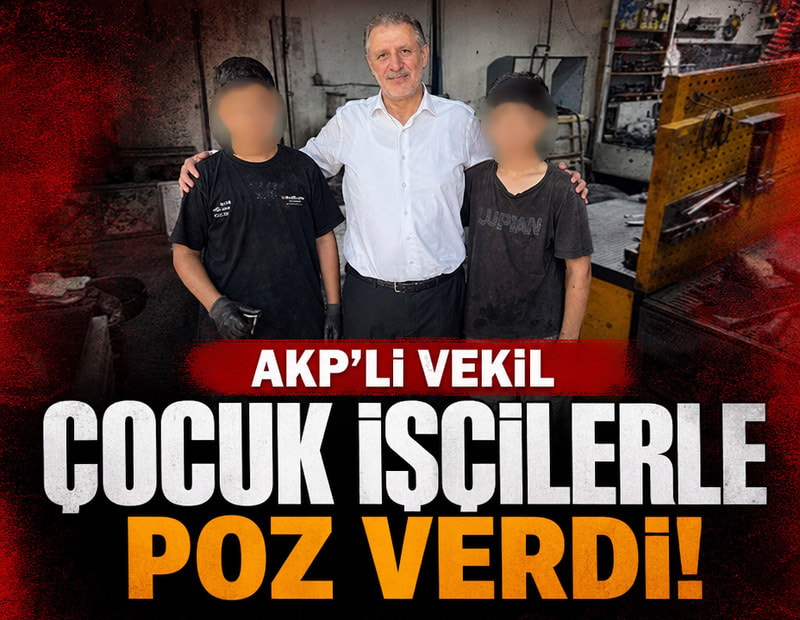 AKP’li vekil çocuk işçilerle poz verdi! ‘Sanayi esnafımızın çayını içtik’ dedi