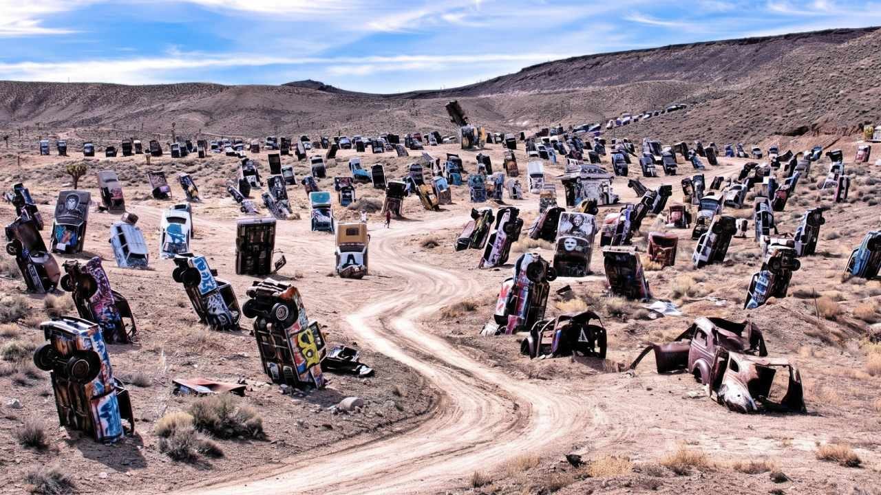 Çölün ortasına ağaç yerine dikilen yüzlerce araç imkansızı başardı