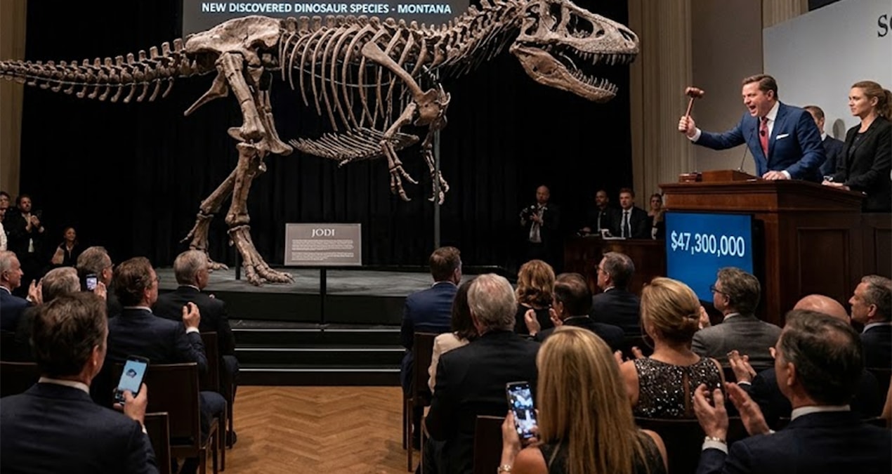 Üç metrelik dinozor iskeleti dudak uçuklatan fiyata satıldı