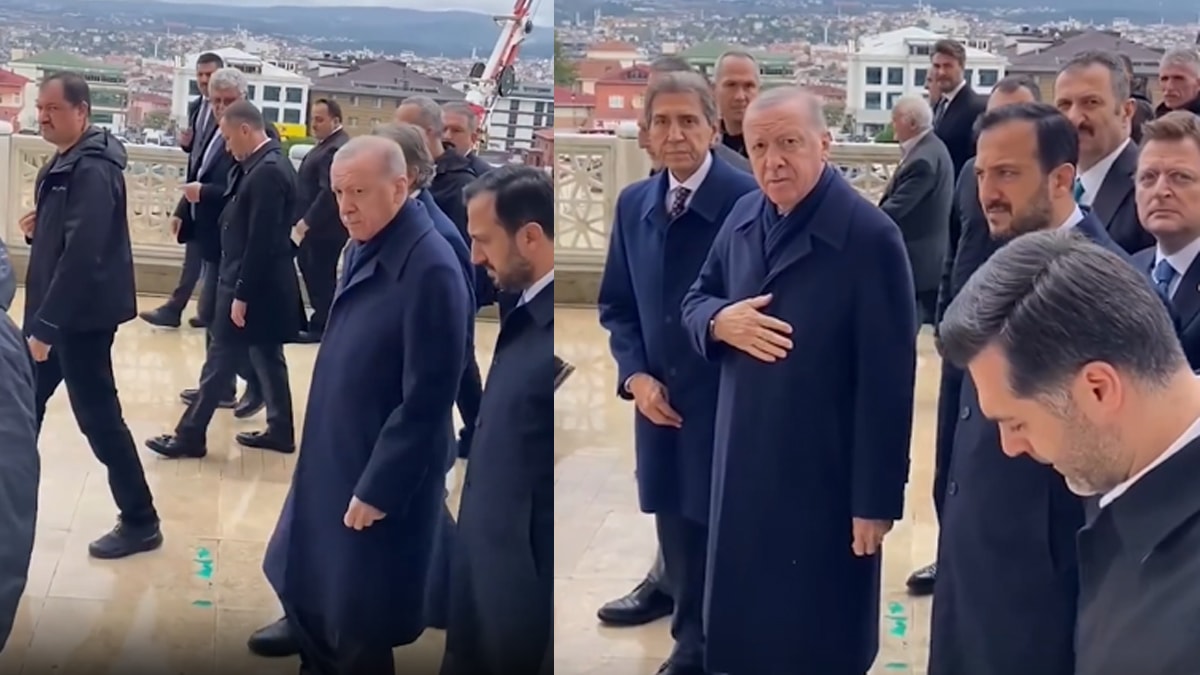Erdoğan'ı görünce bağırmaya başladı, korumalar devreye girdi