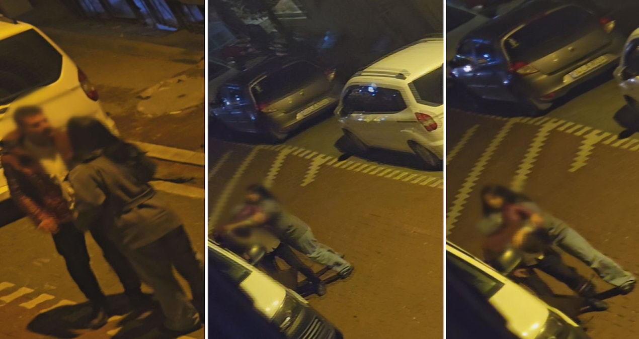 İstanbul'da genç kadın tartıştığı erkeği sokak ortasında evire çevire dövdü