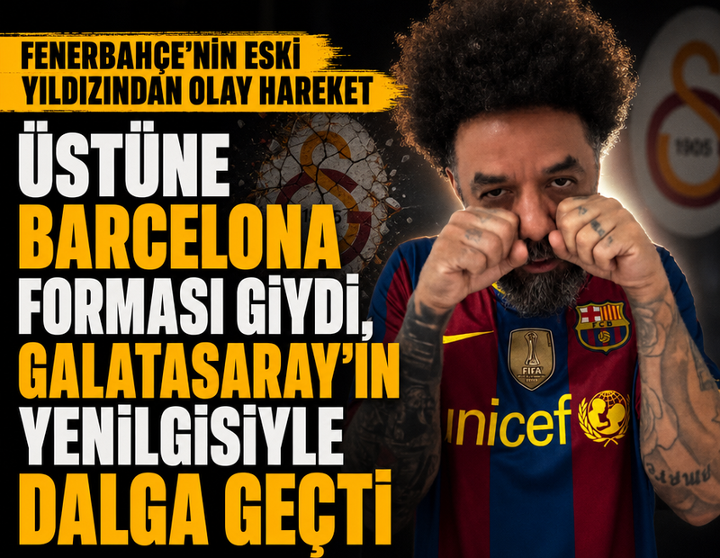 Fenerbahçe'nin eski yıldızı üstüne Barcelona forması giydi, Galatasaray'ın yenilgisiyle dalga geçti! O görüntüler olay oldu
