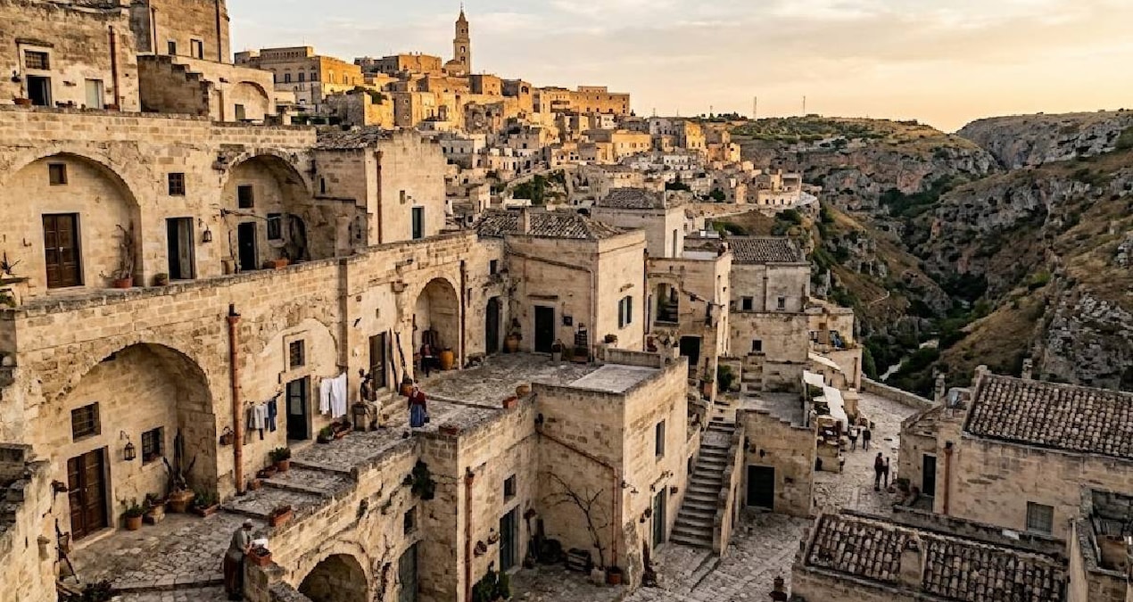 Matera'da kayalar oyularak evler yapıldı
