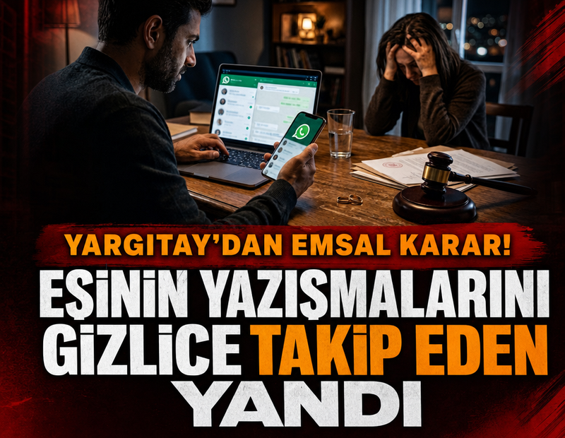 Eşinin yazışmalarını gizlice takip eden yandı