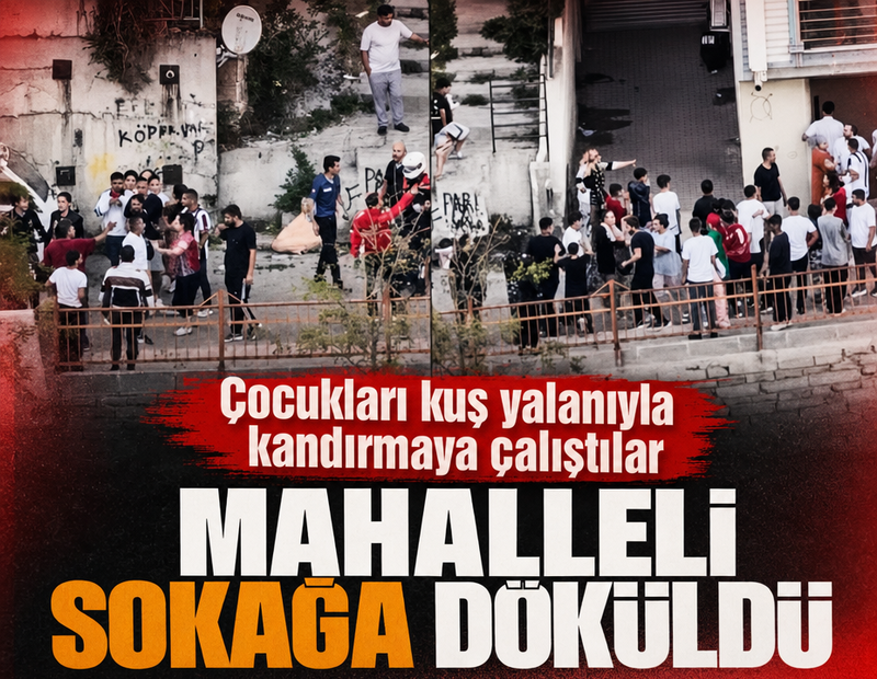 Çocukları kuş yalanıyla kandırmaya çalıştılar! Mahalleli saldırınca otoparka kilitlendiler