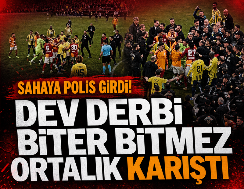 Galatasaray-Fenerbahçe derbisi biter bitmez ortalık karıştı! Futbolcular birbirine girdi