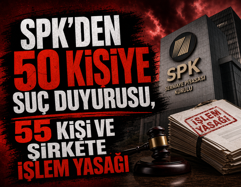 SPK'den 50 kişiye suç duyurusu, 55 kişi ve şirkete işlem yasağı