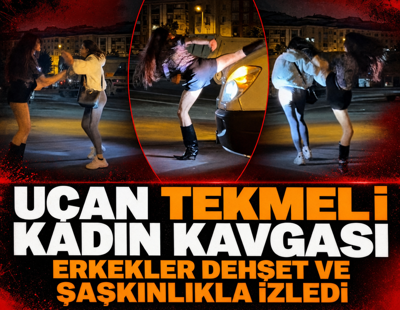 İstanbul'da erkeklerin şaşkınlıkla izlediği kadın kavgası