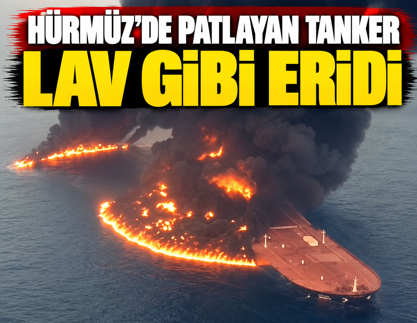 Hürmüz'de patlayan tanker lav gibi eridi