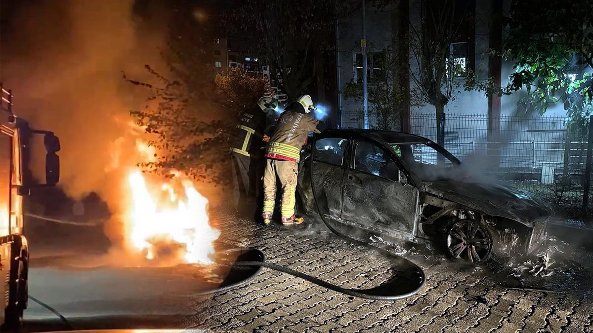 Edirne’de Bulgaristan plakalı otomobil alev alev yandı