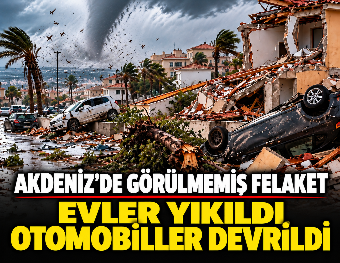 Akdeniz'de görülmemiş felaket: Evleri yıktı, otomobilleri devirdi
