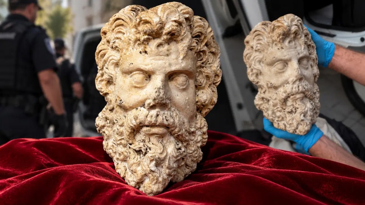 İzmir'de 2 bin yıllık Zeus heykel başı ele geçirildi