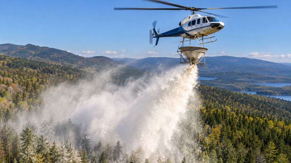 Helikopterle ormanın üzerine 40 ton kalsiyum döktüler