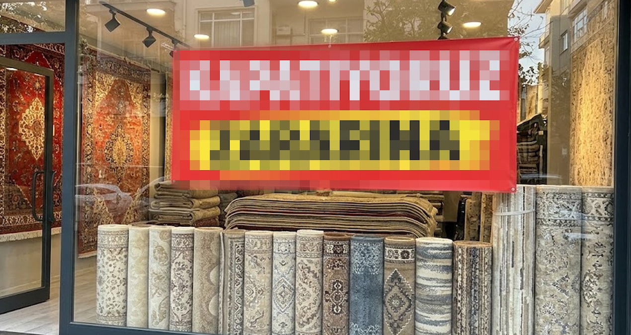 Halıcının vitrinindeki ilan başına iş açtı: 1 yıl aynı taktikle müşteri çekti