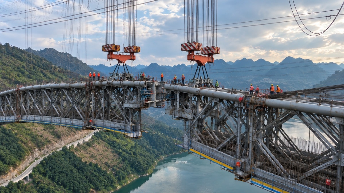 570 metrelik dev kemer havada birleştirildi: Üzerinden trenler geçecek