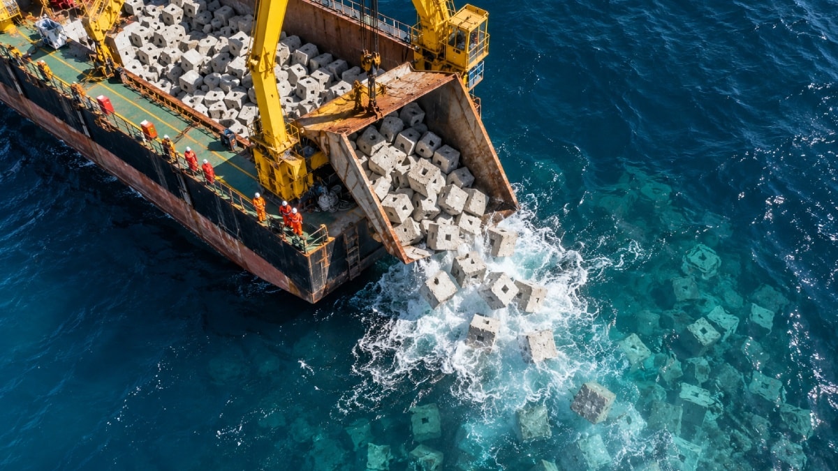 Denizin dibine 75 bin beton küp bırakıldı