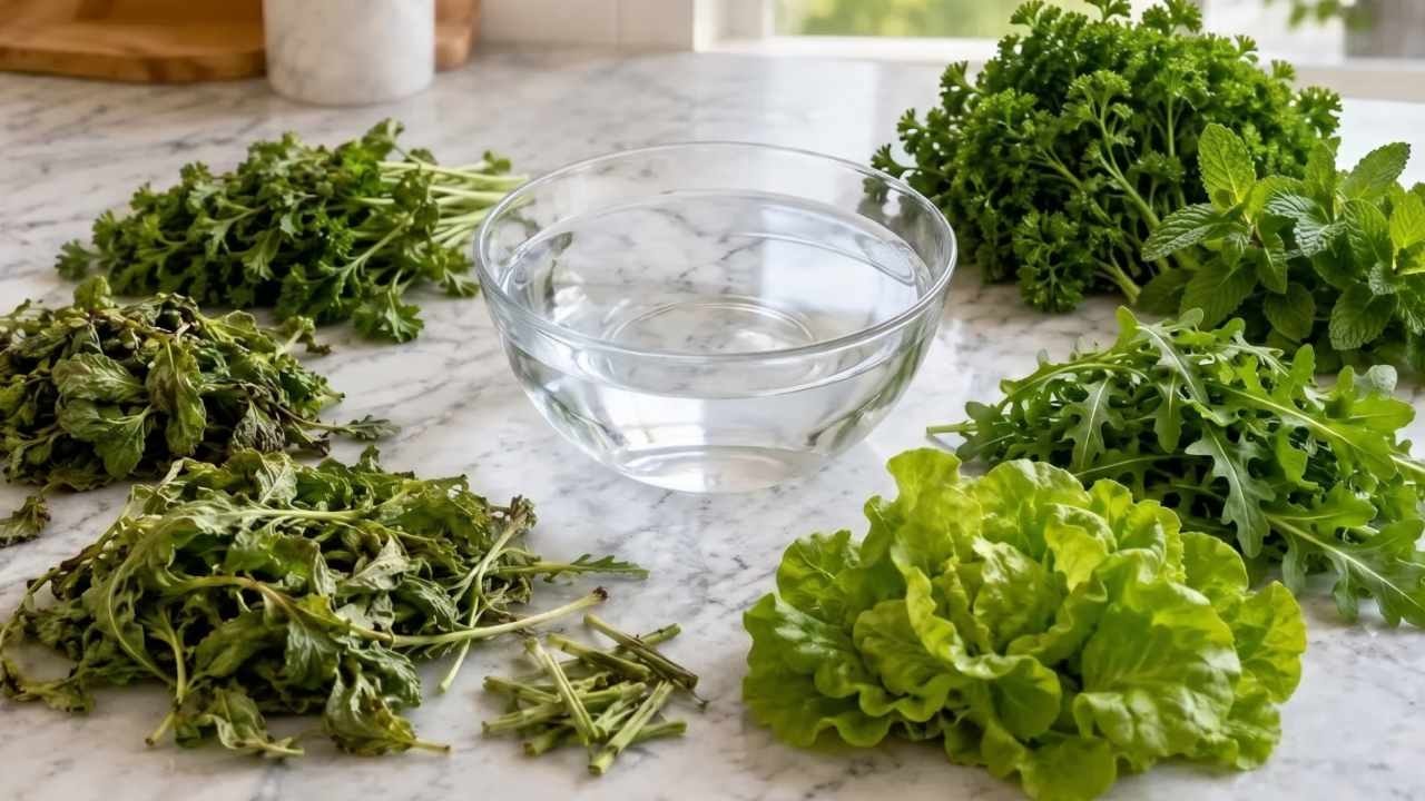 Pörsümüş yeşillikleri 15 dakikada taptaze yapıyor: Suya sadece 1 kaşık eklemek yetiyor