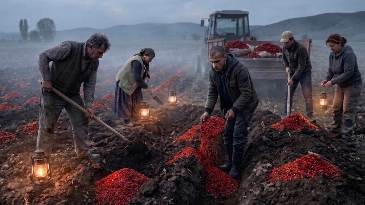 Toprağa 15 ton acı pul biber dökmeye başladılar