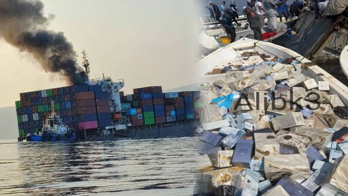 2.500 konteynır taşıyan gemide patlama: Düşen konteynırları yağmaladılar