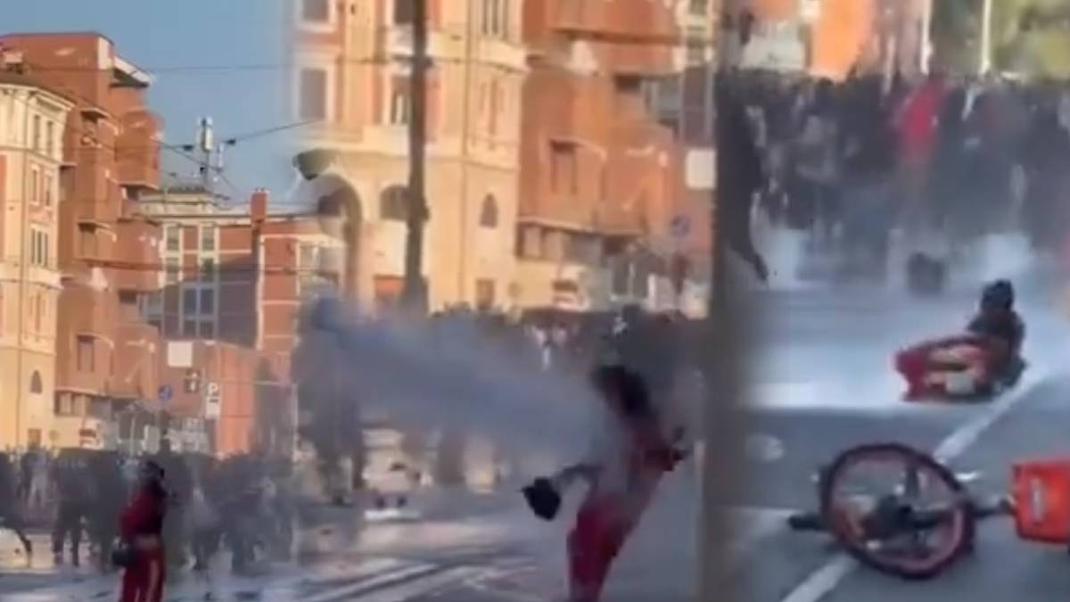Su topuyla vurulan protestocu kadın yere yıkıldı