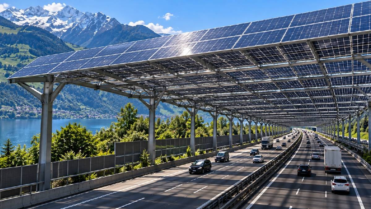 Otoyolun üzerine dev çatılar yaptılar: Gürültüyü elektriğe çevirdiler