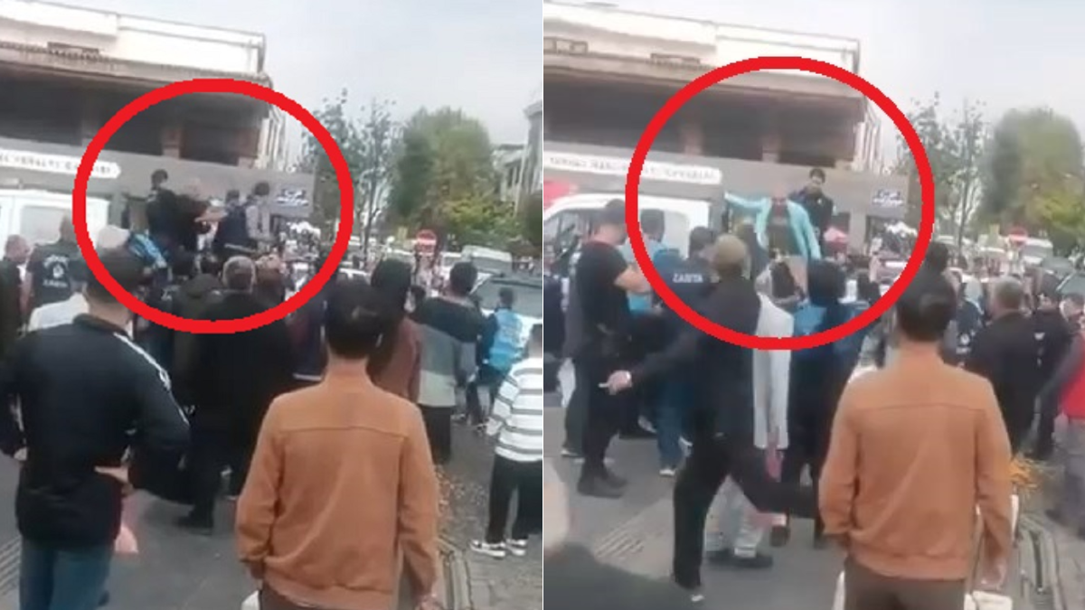 Seyyar satıcı ile zabıta arasındaki arbede kamerada