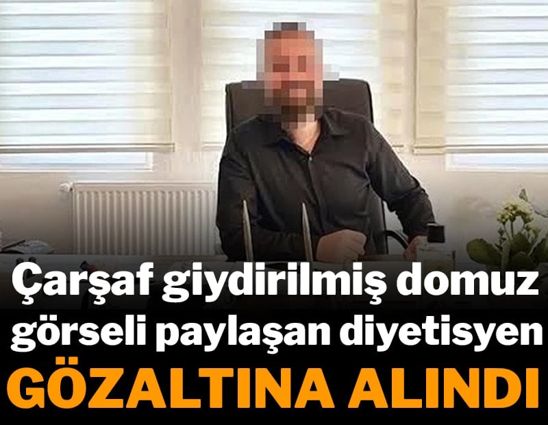 Çarşaf giydirilmiş domuz figürüne büyük tepki: Diyetisyen gözaltına alındı