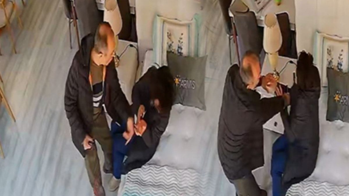 Öğretmenden eşine iş yerinde şiddet: O anlar kamerada