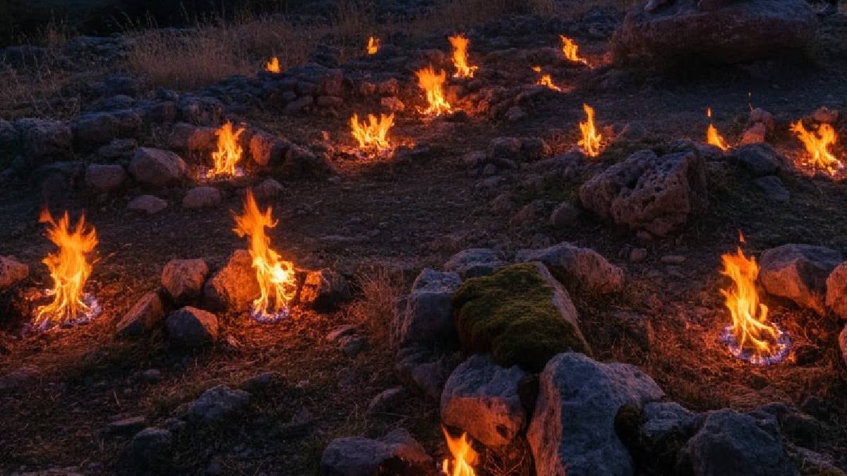 Asla sönmeyen ateş, binlerce yıldır yanıyor: Kayaların arasından fışkıran gizemli ateş