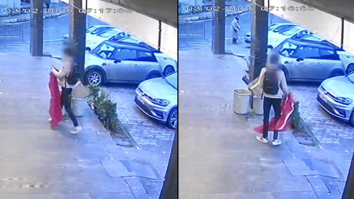 İstanbul'da Türk bayrağını indiren adamı polis arıyor!