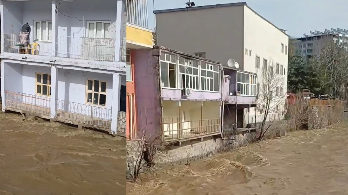 Sağanak sonrası çay taştı, sular ev balkonlarına kadar yükseldi