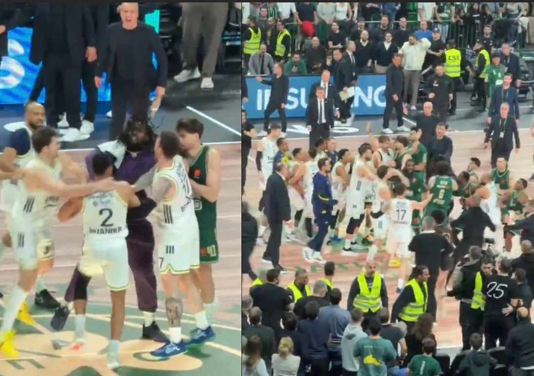 Fenerbahçe Beko, Panathinaikos'u devirdi, ortalık karıştı! Oyuncular birbirine girdi