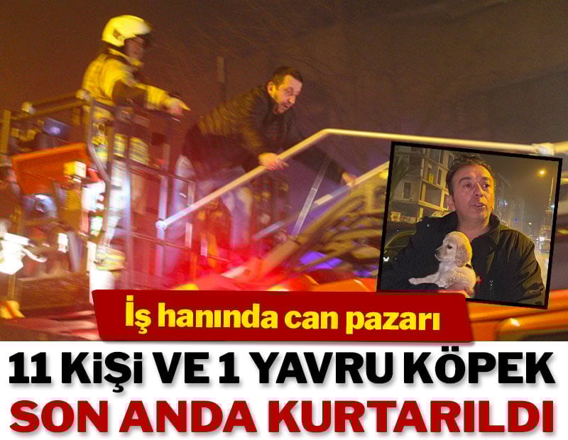 Kağıthane’de iş hanında yangın: 11 kişi ve yavru köpek kurtarıldı