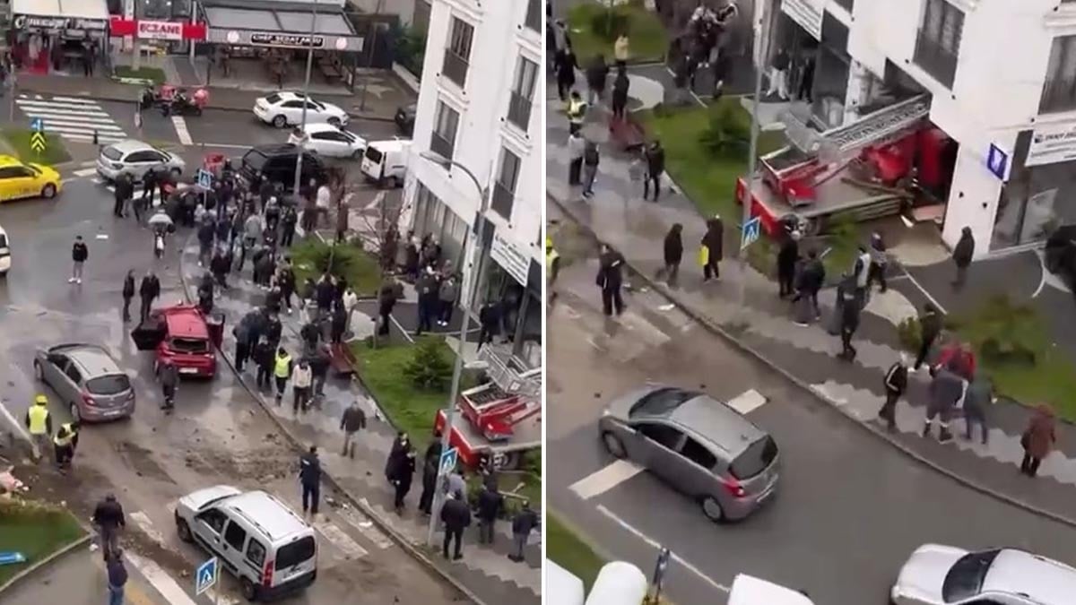 İstanbul'da inanılmaz görüntü! Vinçle dişçiye daldı