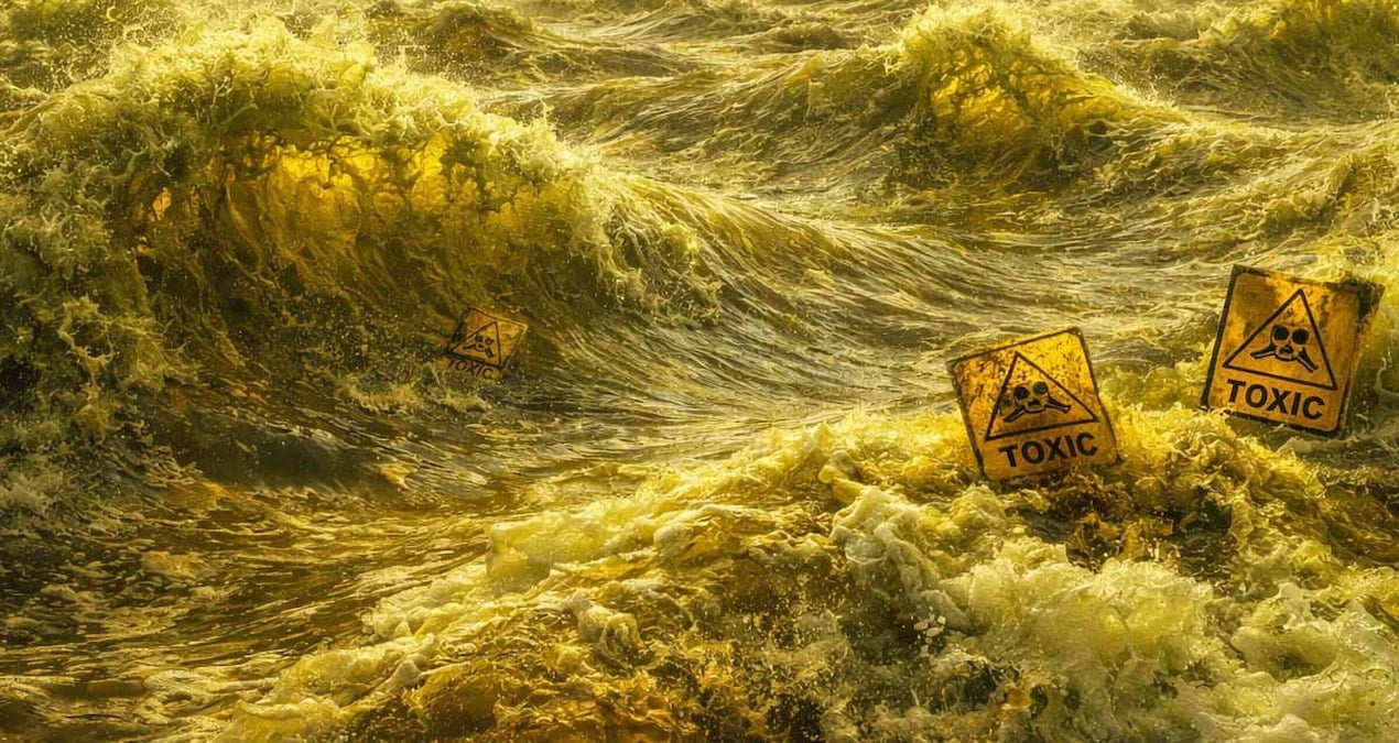 Asit dolu su dalga dalga geliyor: 67 yıl boyunca birikti