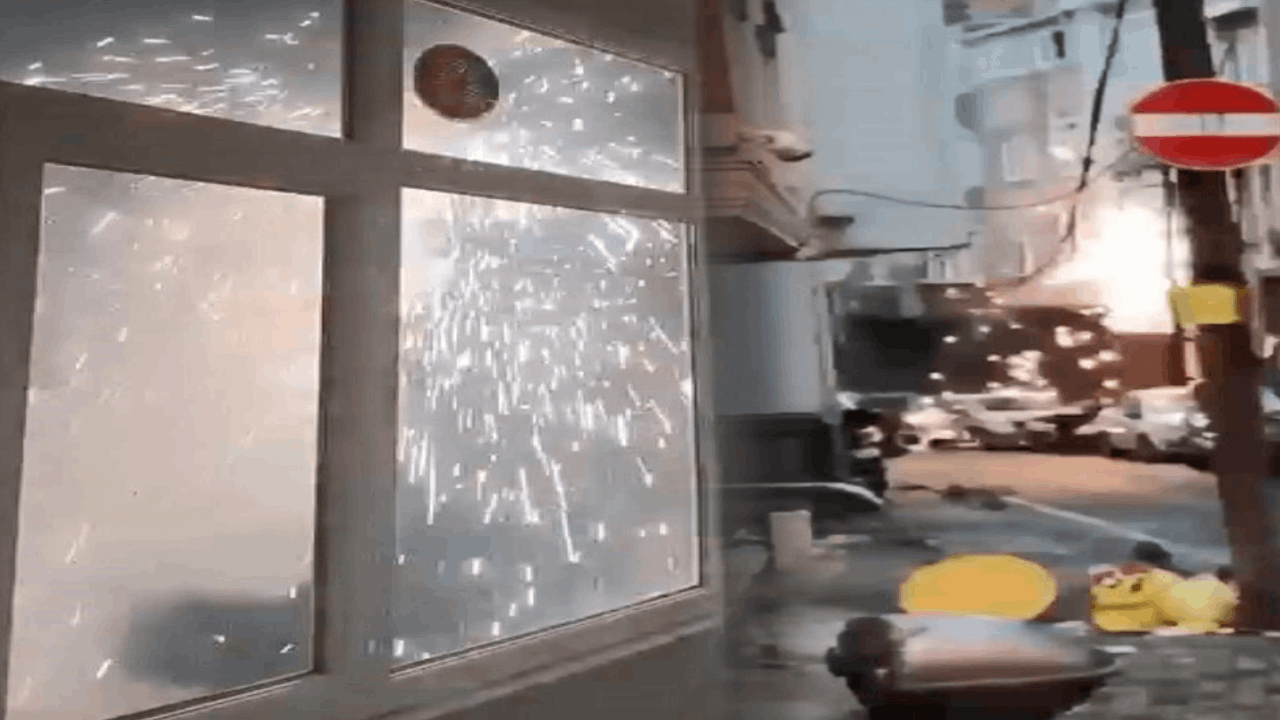 Şişli’de elektrik direğindeki patlamalar kamerada