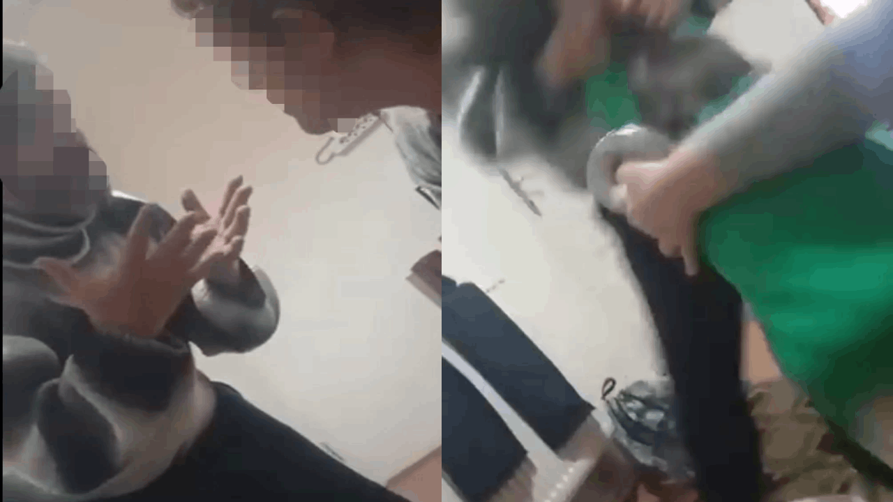 9 yaşındaki çocuğa acımadı: Cani üvey baba kamerada