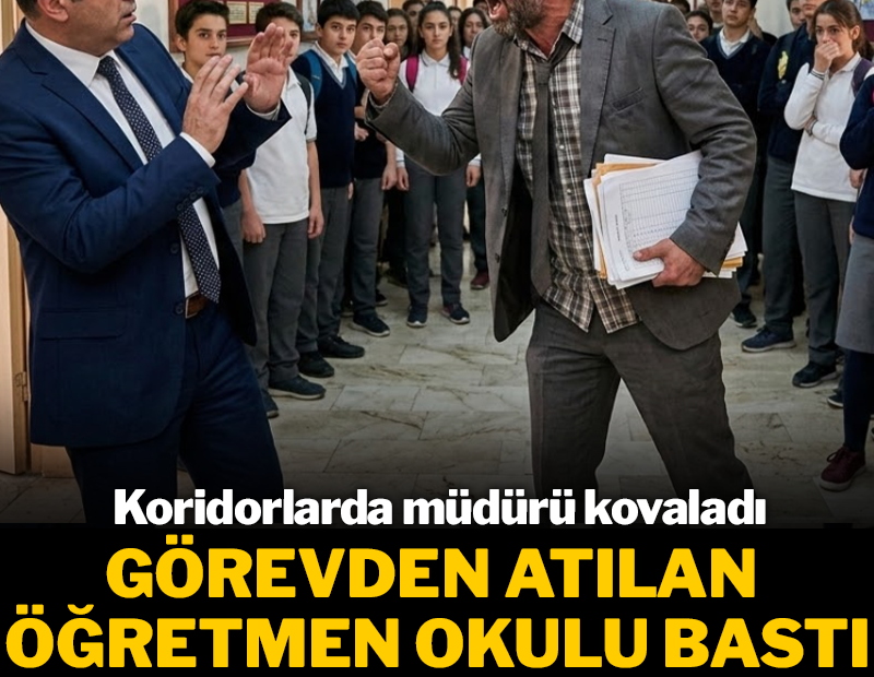 Görevden atılan öğretmen eski okulunu bastı! Koridorlarda müdürü kovaladı