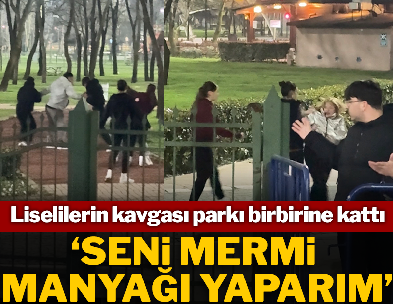 Liselilerin kavgası parkı birbirine kattı! "Seni mermi manyağı yapacağım"