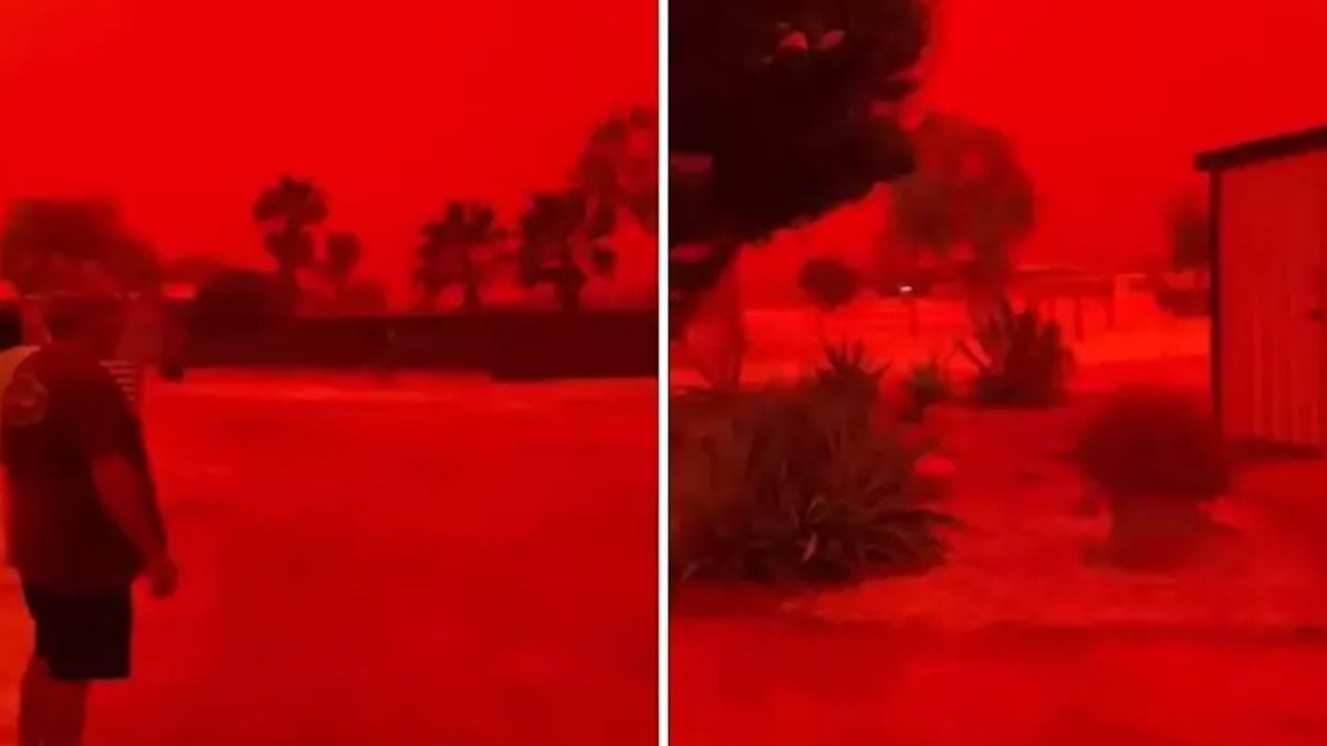 Gökyüzü kıpkırmızı oldu! Kıyamet alameti sanıldı, ülkede hayat durdu