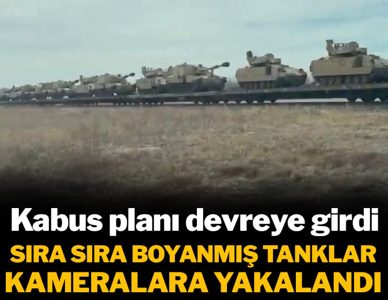 Kıyamet planı devreye girdi: Sıra sıra boyanmış tanklar kameralara yakalandı