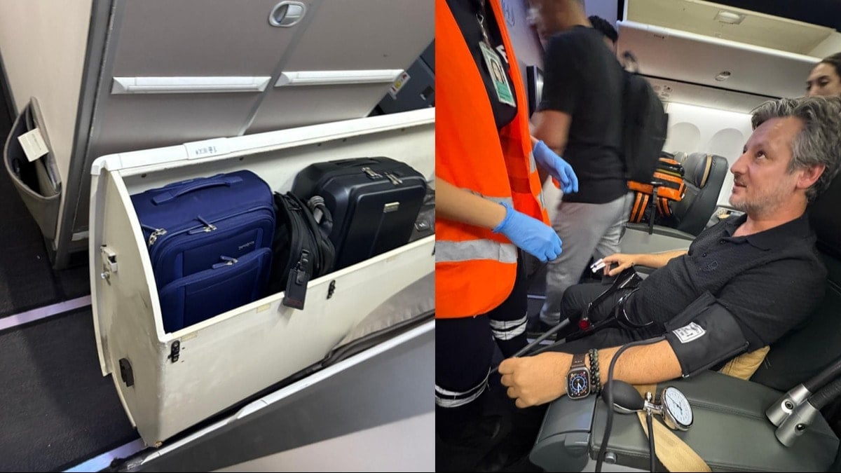 THY uçağında büyük skandal! 50 kiloluk bagaj kafasına düştü