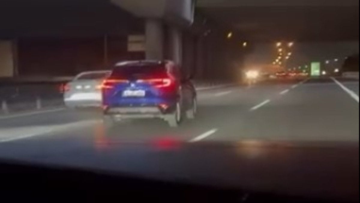 Tem Otoyolu'nda zikzak çizen sürücü kamerada