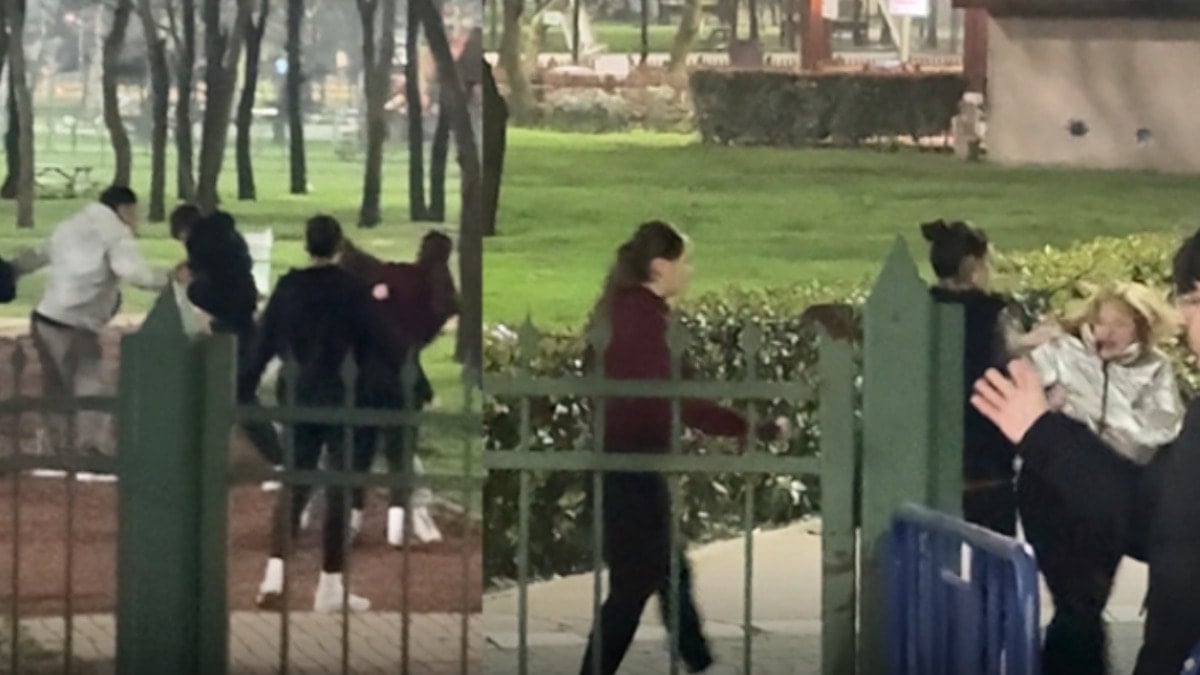Liselilerin kavgası parkı birbirine kattı! "Seni mermi manyağı yapacağım"