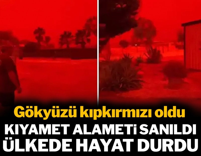Gökyüzü kıpkırmızı oldu! Kıyamet alameti sanıldı, ülkede hayat durdu