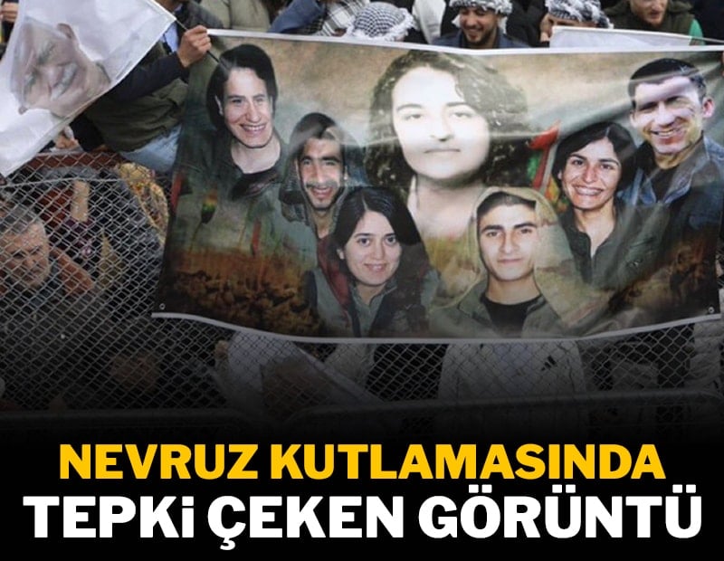 Nevruz kutlamasında tepki çeken görüntü: Terörist fotoğraflarıyla kutlama