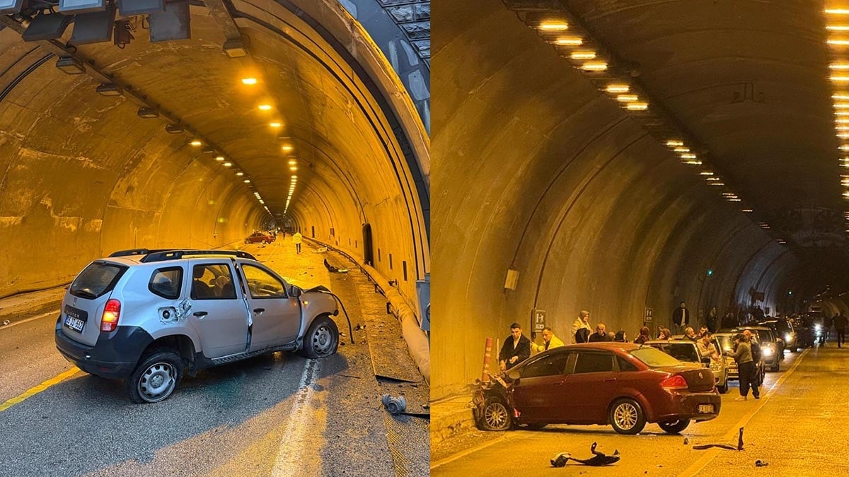 Tünel girişinde iki otomobil çarpıştı, 7 yaralı