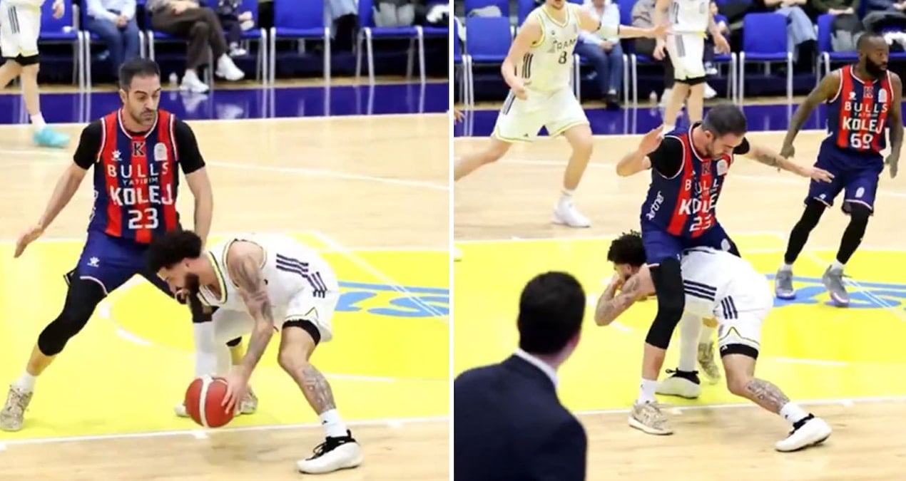 Fenerbahçeli basketbolcudan akılalmaz sayı! Rakibinin bacak arasından geçti