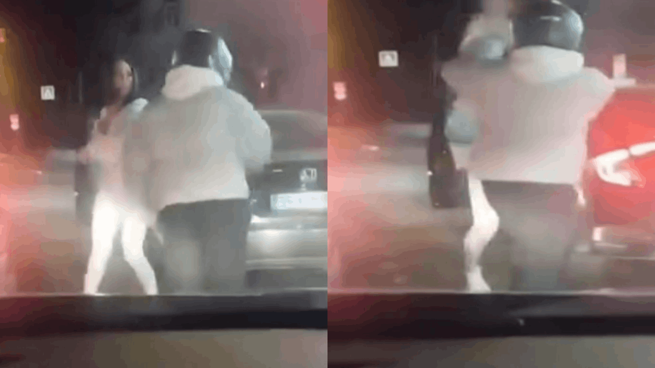 Trafikteki kadın kendisini uyaran motosikletliyi dövdü