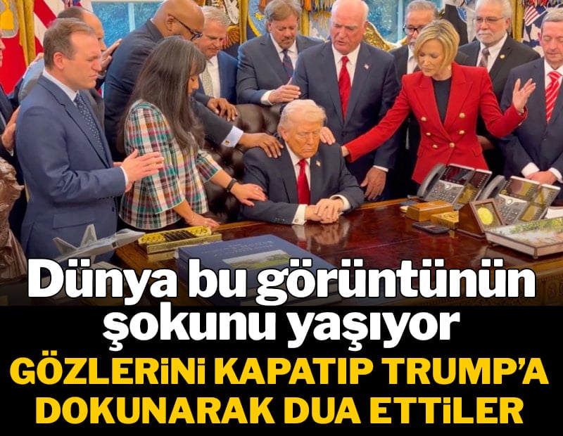 Bu görüntüler Trump'ın Beyaz Saray'daki odasından! Gözlerini kapatıp dokunarak dua ettiler